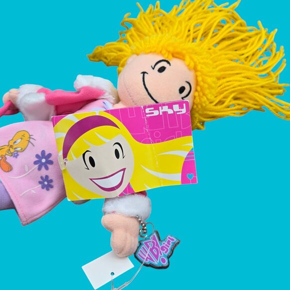 2000 Warner Bros Sky Yellow Hair 13" Plush Toy Doll Pink Tweety Bird Dress Purse - Picture 10 of 13